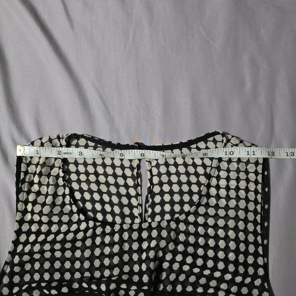 Betsey Johnson Black & White Polka Dot Dress, Fit & Flare, Sheer Panel, Size 8 - Picture 12 of 16